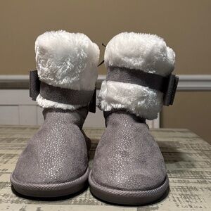 bebe Sparkly Gray and White Kids Boots